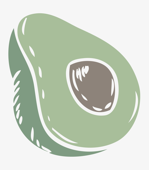 手绘卡通绿色半个牛油果免抠