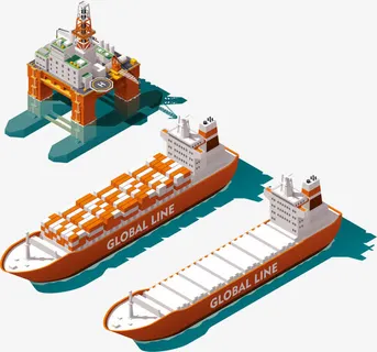 矢量现代港口码头立体俯视图免抠