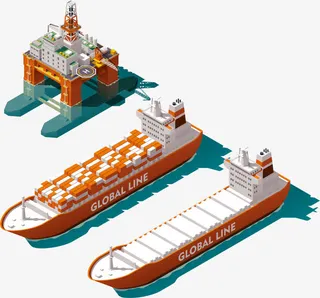 矢量现代港口码头立体俯视图免抠