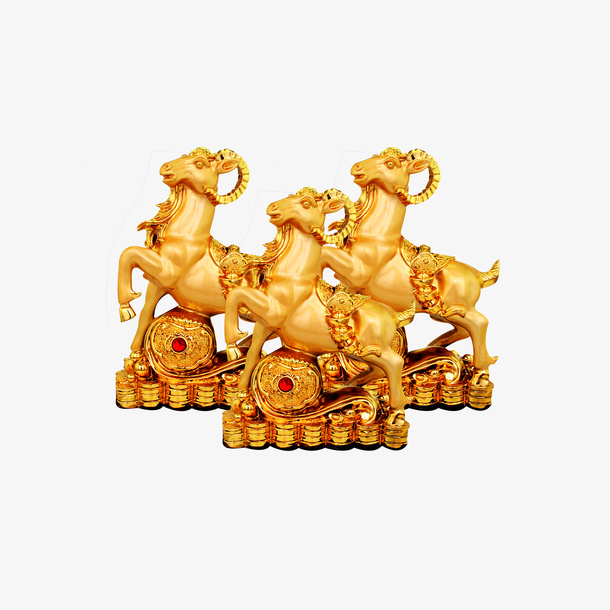 三羊开泰金塑像免抠节日元旦/春节/元宵元素