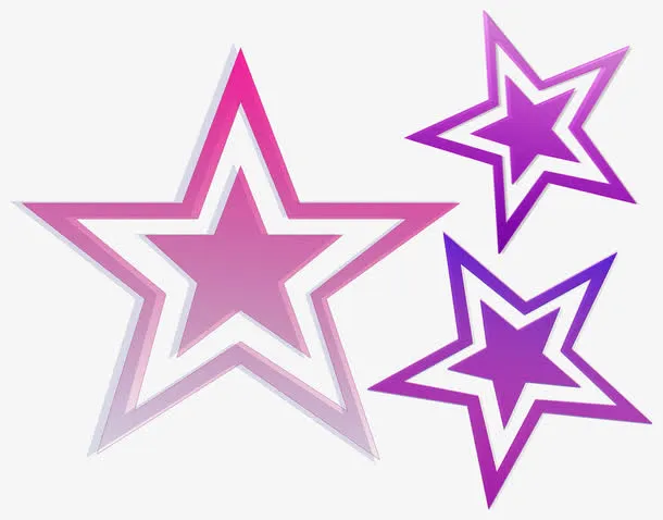 紫色镂空五角星免抠