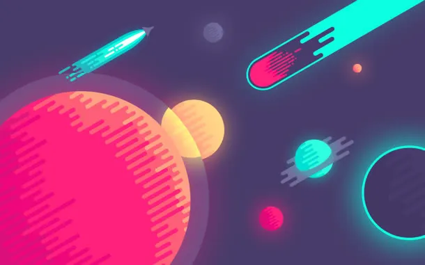 流星手绘星球亮光免抠