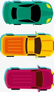 可爱现代彩色跑车俯视矢量图免抠