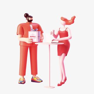 C4D时尚两人对话免抠