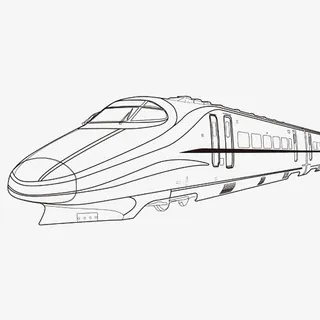 一辆手绘高铁头节车厢免抠