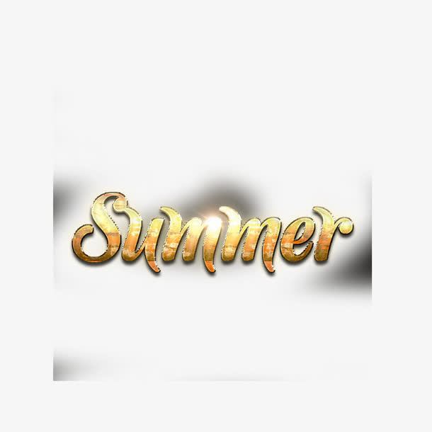 黄色渐变金属字免抠