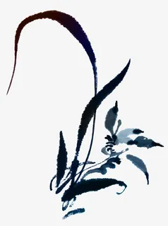 手绘水墨植物免抠