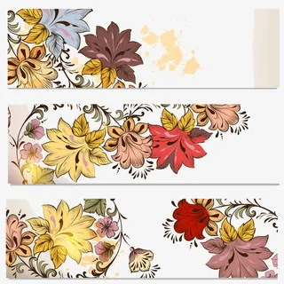 古典花卉BANNERS矢量素材免抠