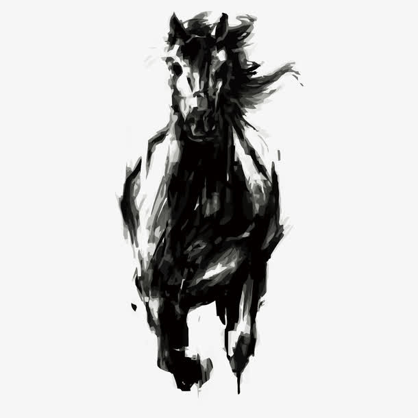 矢量水墨马免抠