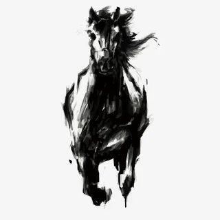 矢量水墨马免抠