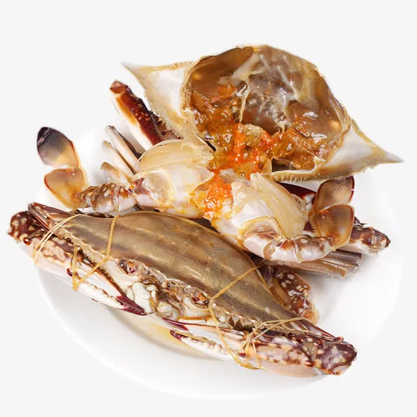 白色盘里的梭子蟹免抠