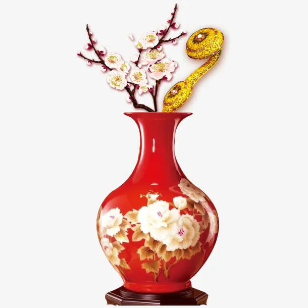 如意梅花瓶免抠
