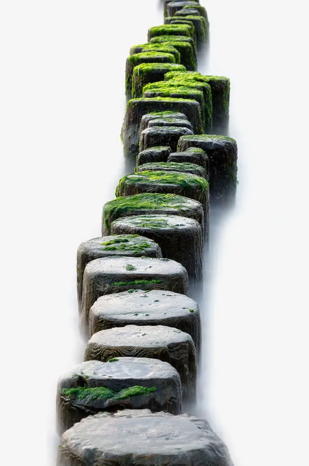 青苔石板路免抠
