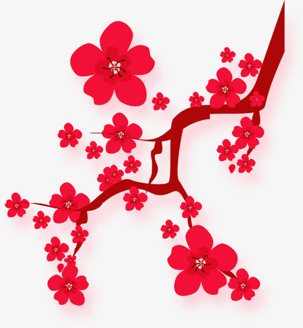 红剪影梅花免抠