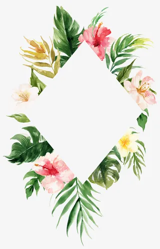 菱形的植物花卉边框免抠