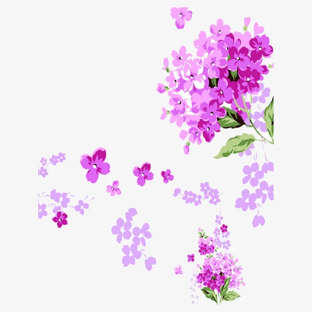 紫色手绘落花设计素材免抠