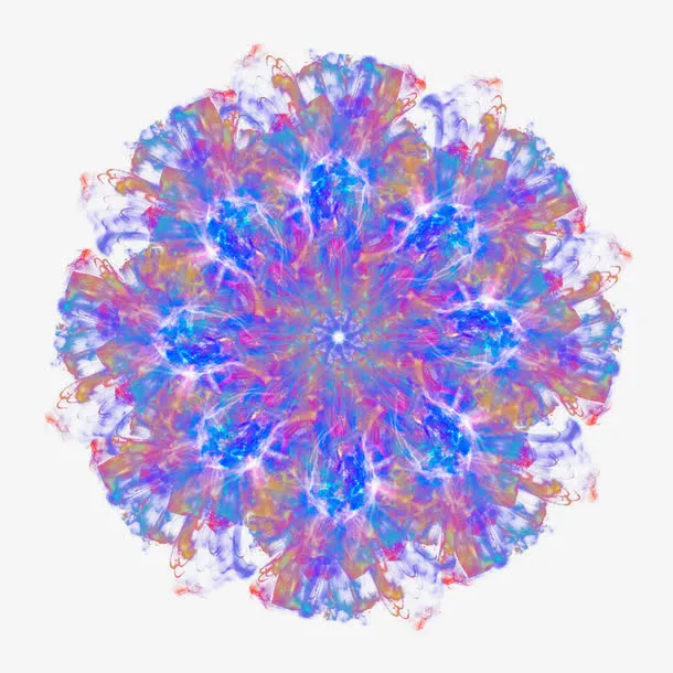 梦幻炫酷紫花花朵顶视图免抠