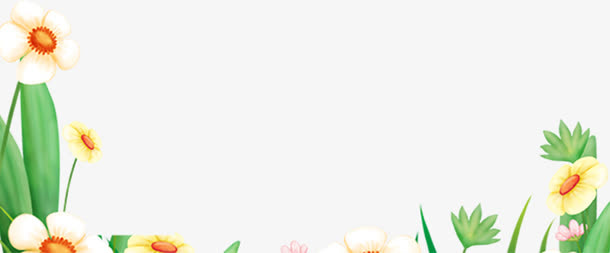 手绘卡通前景花朵草地遮挡免抠
