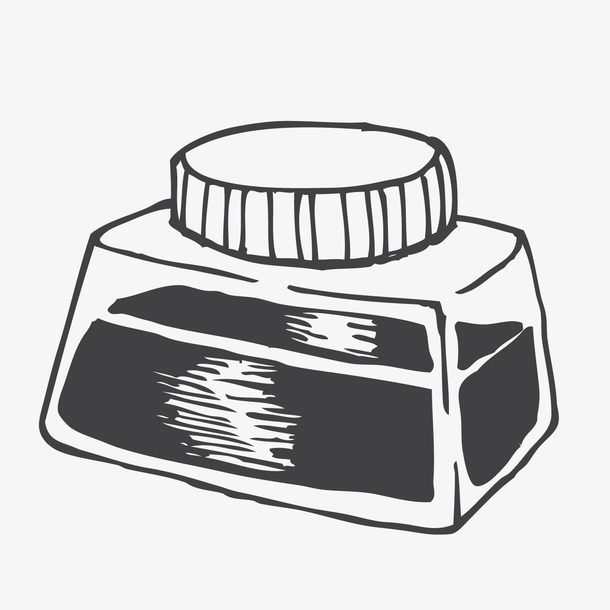 卡通手绘墨水瓶免抠