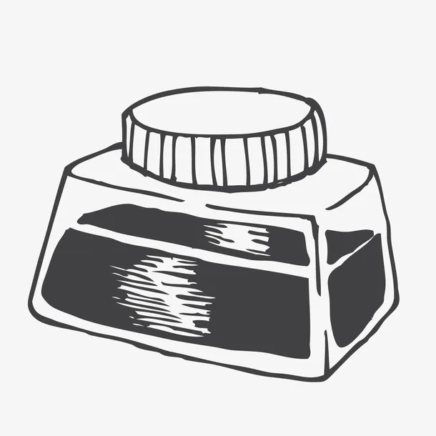 卡通手绘墨水瓶免抠