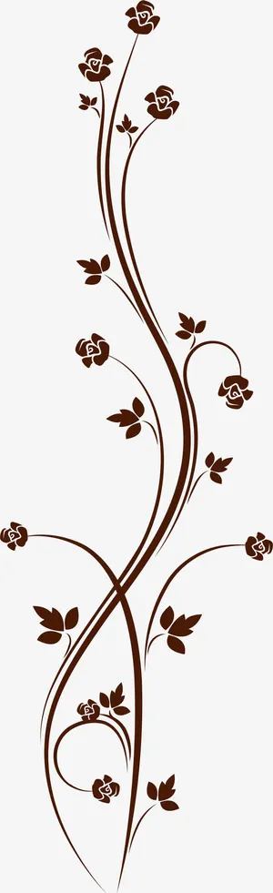 手绘棕色藤蔓免抠