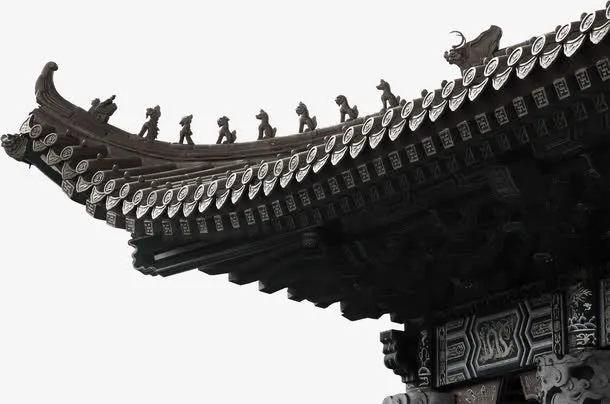 古风建筑黑色免抠