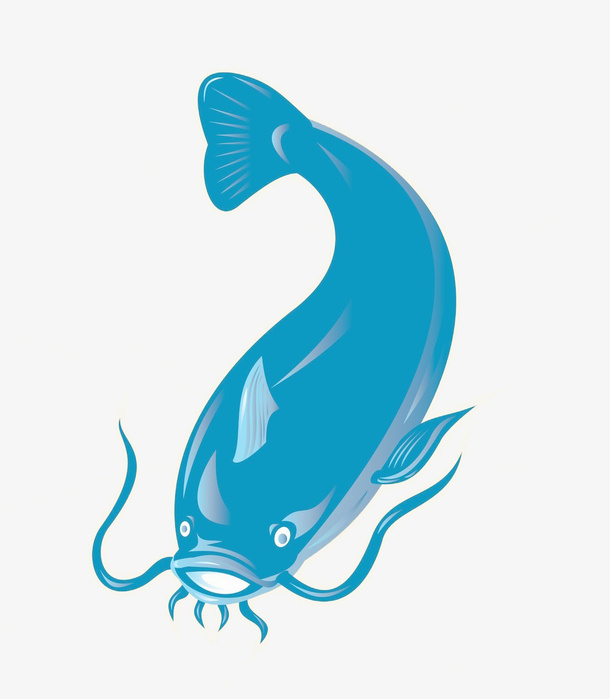 蓝色质感的鲶鱼元素免抠