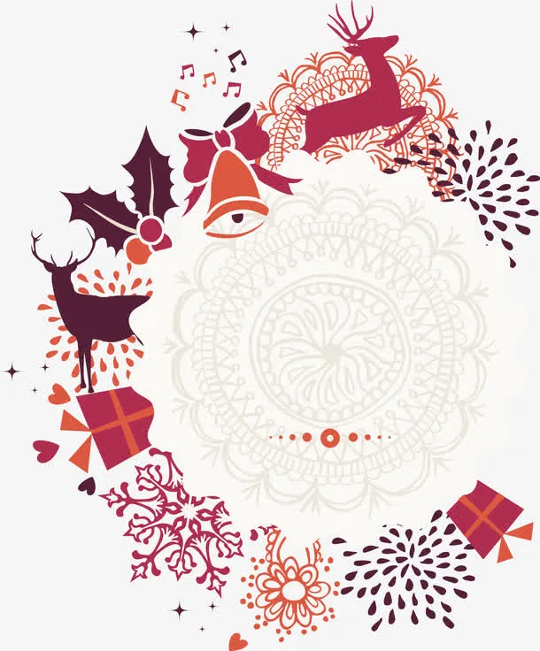 圣诞花纹底纹免抠
