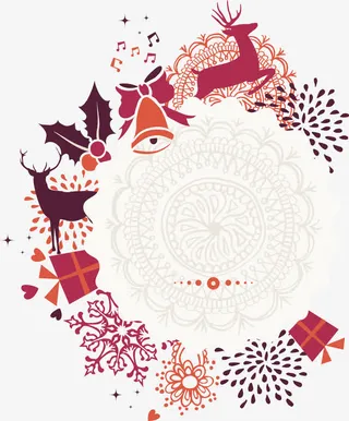 圣诞花纹底纹免抠