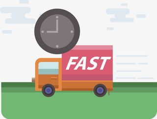 飞驰的快递物流汽车免抠