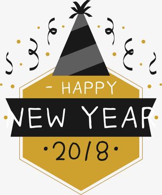 年彩带庆祝标签免抠