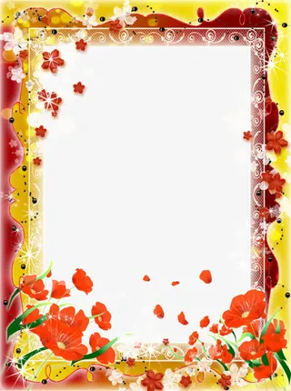金色喜庆花瓣边框免抠