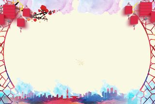 炫彩水彩灯笼窗格年会签到墙背景高清