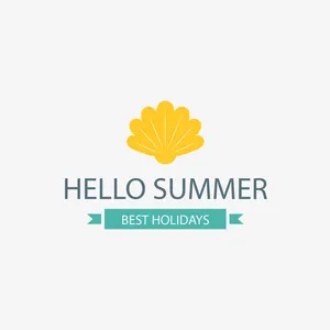 贝壳你好夏季标签免抠