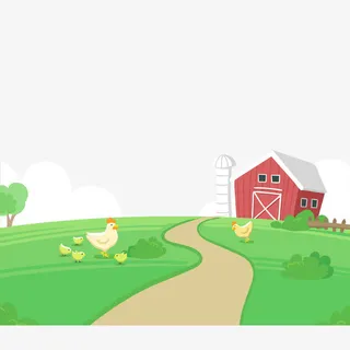 草地上的房屋和家禽免抠