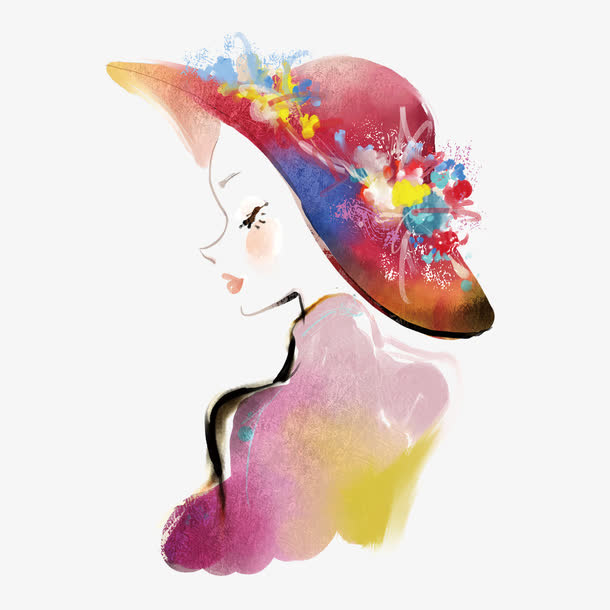 手绘女人免抠