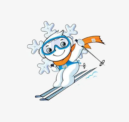 卡通滑雪的雪花免抠