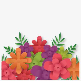 手绘漂亮卡通微立体花卉素材免抠