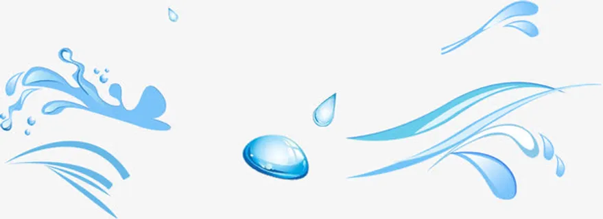蓝色手绘卡通花纹水珠免抠