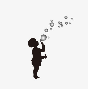 唯美小孩人物剪影吹泡泡免抠