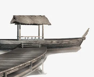 水墨画中国风船只免抠