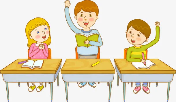 卡通小学生举手发言免抠