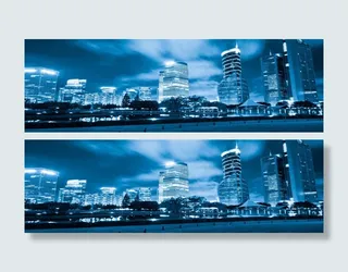 蓝色夜景海报背景