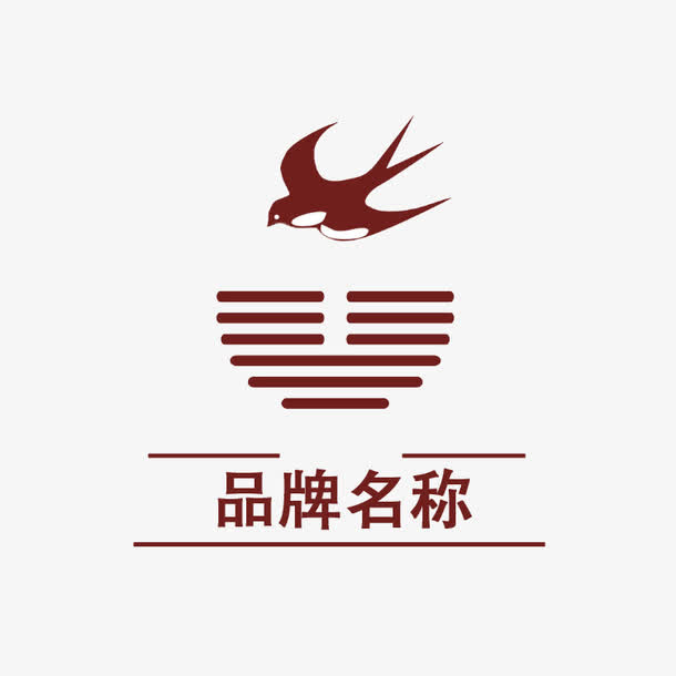 夕阳和燕子图案标志免抠