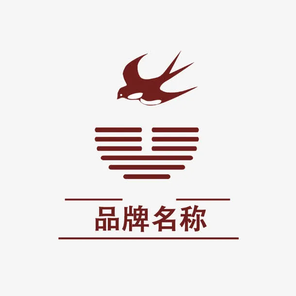 夕阳和燕子图案标志免抠