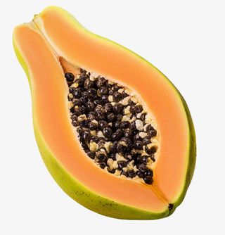 黄色食物被切走一片的熟木瓜实物免抠