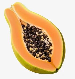 黄色食物被切走一片的熟木瓜实物免抠