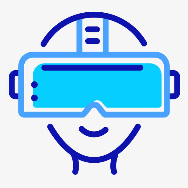 蓝色手绘弯曲vr眼睛元素免抠