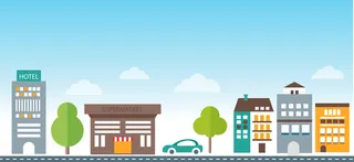 卡通扁平化城市背景banner高清