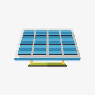 蓝色手绘发电光伏板免抠